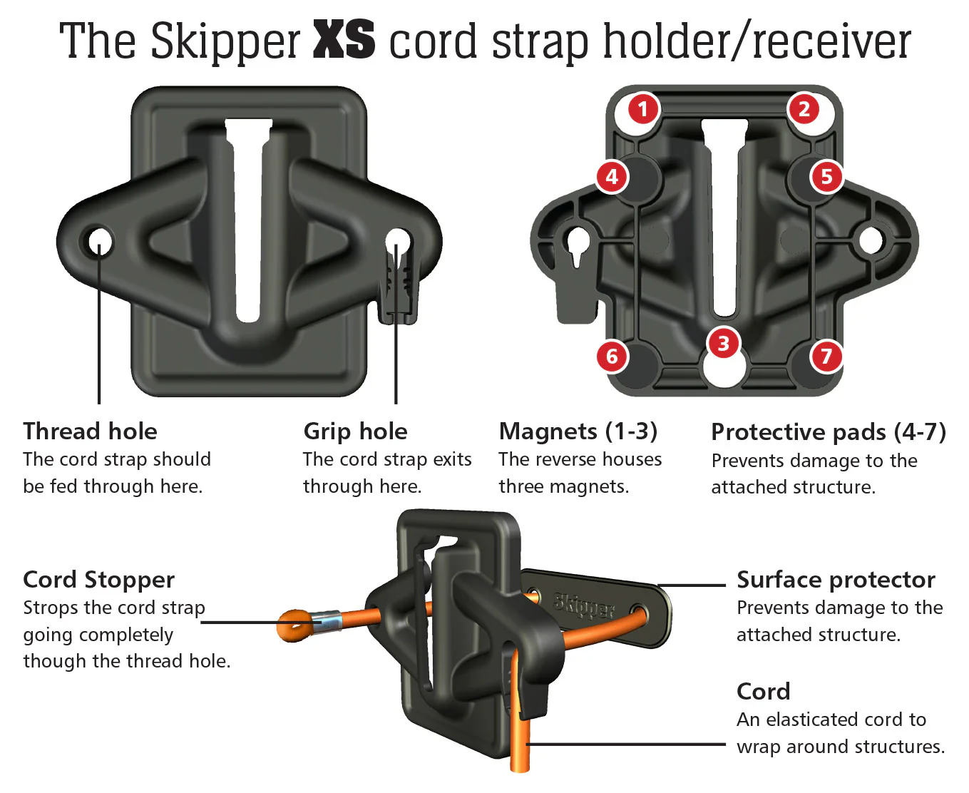 Skipper Barrier Cord Strap Holder / Receiver with Magnet - Image 3